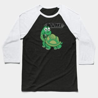 Beware My Guard Dog Bites Too Tortoise T-shirt Baseball T-Shirt